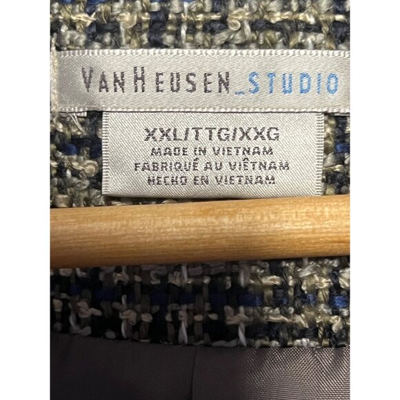 Van Heusen Studio Women Tweed Jacket XXL Black & White Raw Edges Preppy Office - Picture 16 of 16